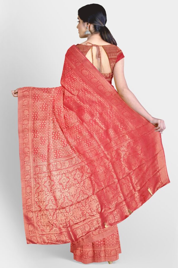 Red Mulberry Silk Saree - Image 4