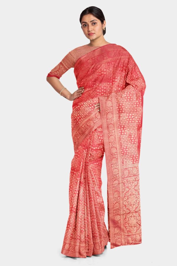 Red Mulberry Silk Saree - Image 2