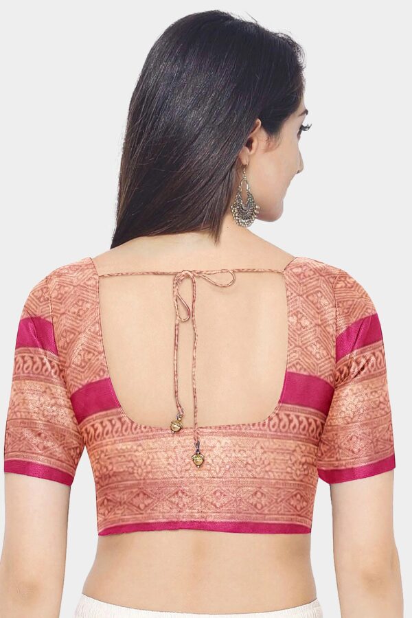 Pinkish Red Mulberry Silk Saree - Image 6