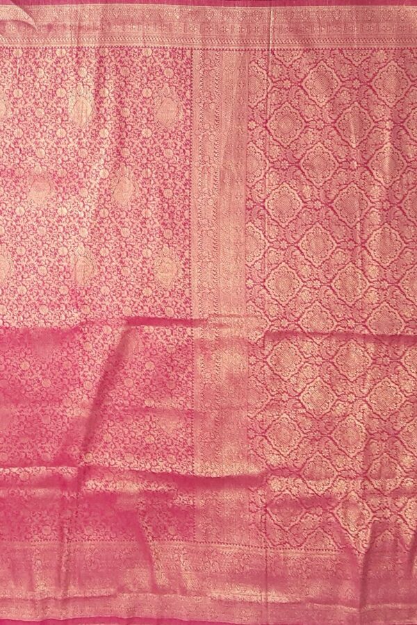 Pinkish Red Mulberry Silk Saree - Image 5