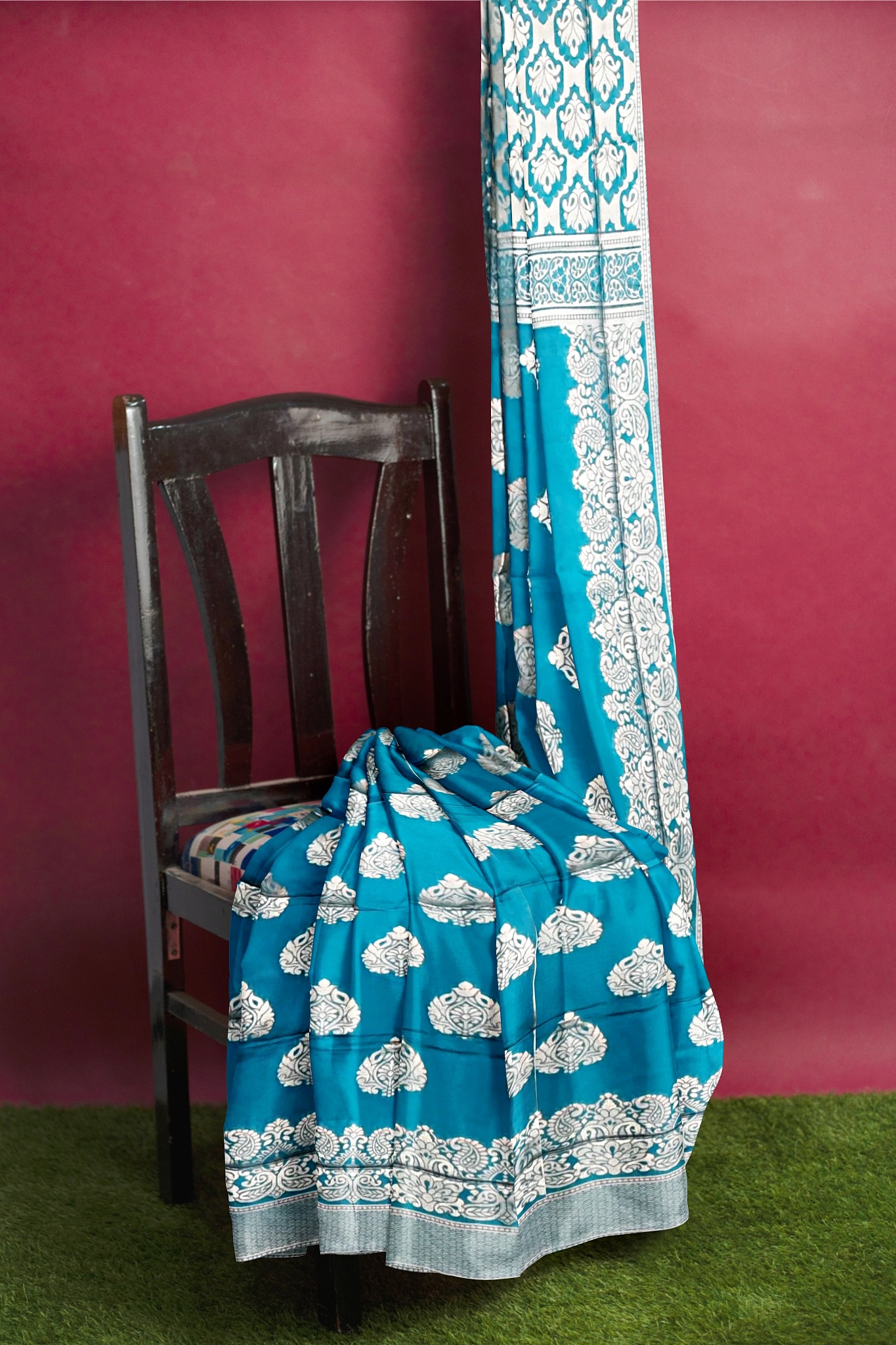 Mayurkanthi Blue Opara Silk Saree