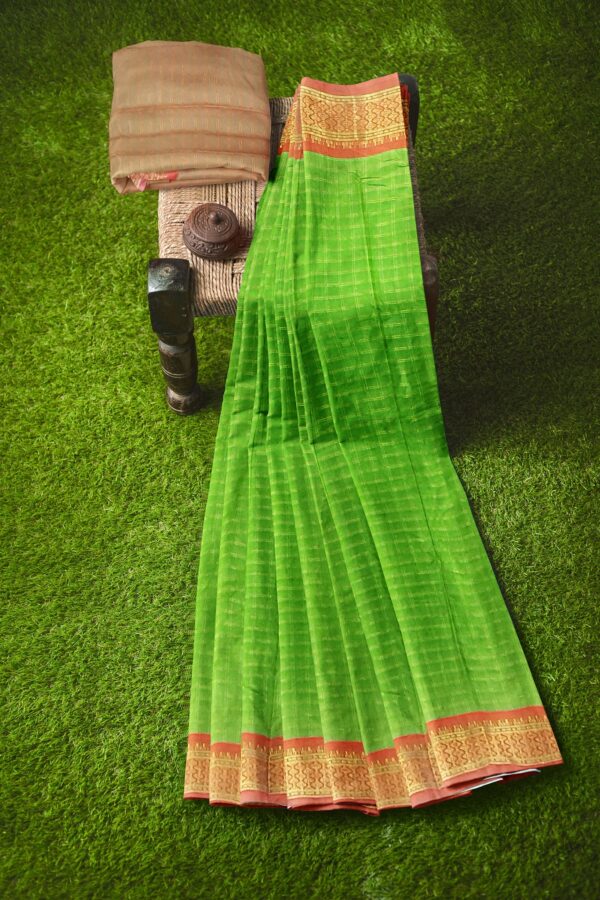 Parrot Green Ghatchola Silk Saree - Image 6