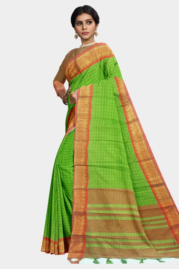 Parrot Green Ghatchola Silk Saree