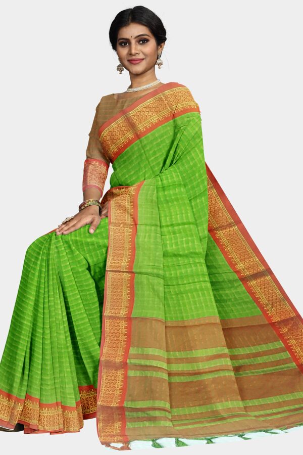 Parrot Green Ghatchola Silk Saree - Image 2