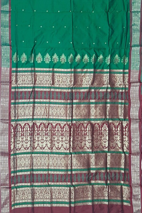 Elegant Green Bomkai Silk Saree - Image 6