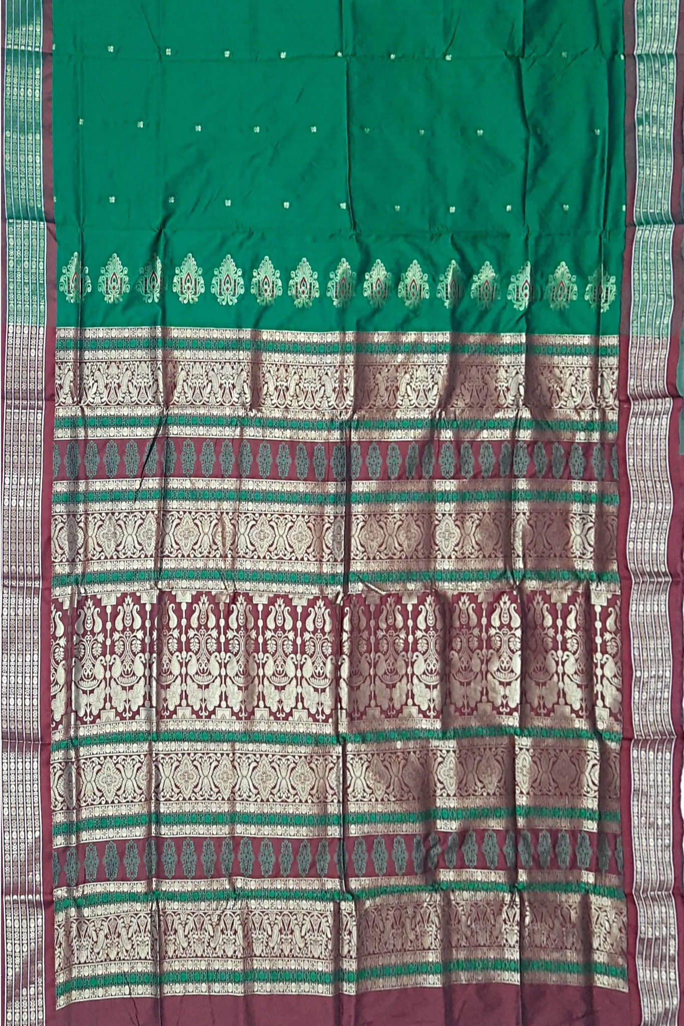 Pear Green Zari Border Bomkai Silk Saree for Women – Craftyle