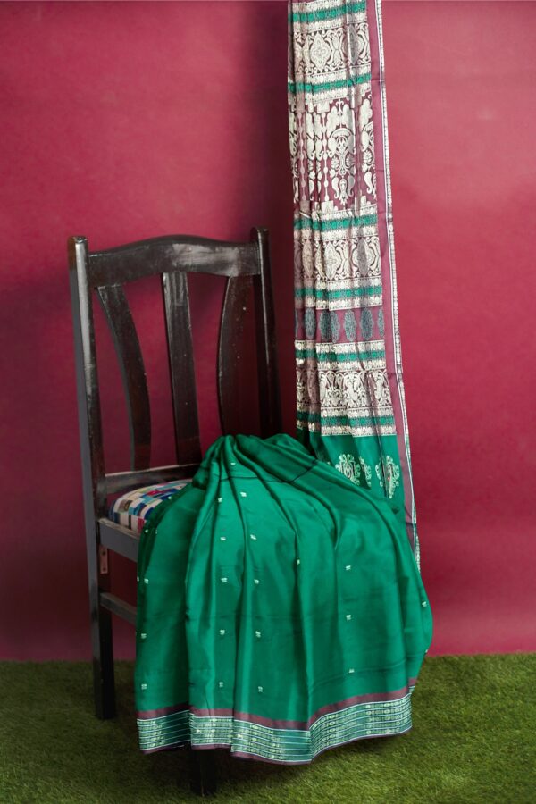 Elegant Green Bomkai Silk Saree