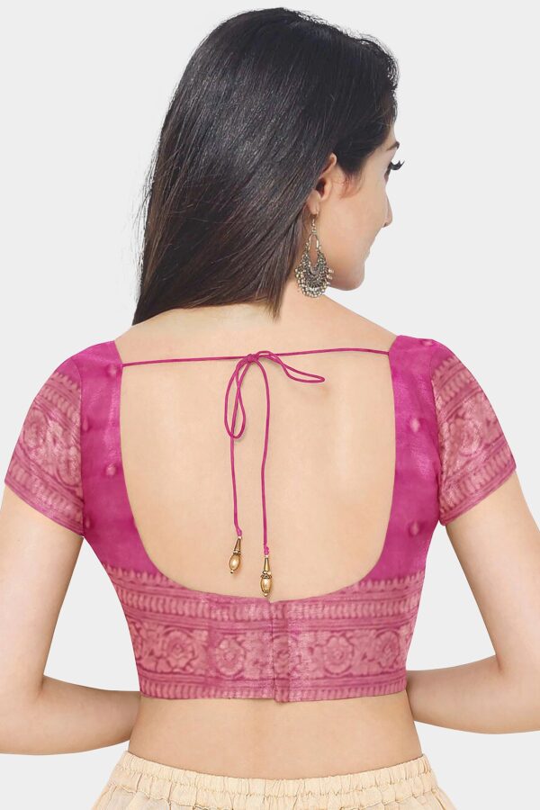 Cream Coloured Georgette (Khaddi) Saree - Image 4