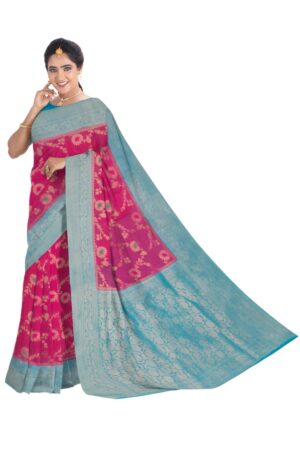 Pink - Blue Khaddi Saree
