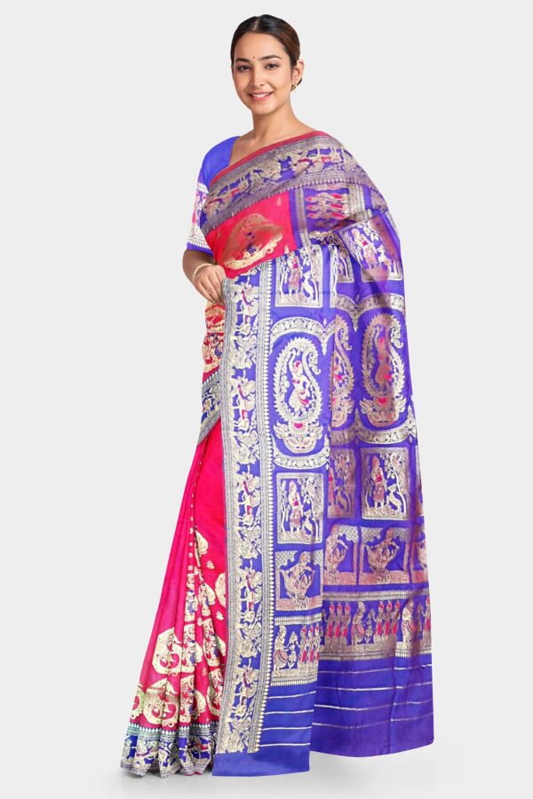 Pink - Purple Silk Saree - Image 2