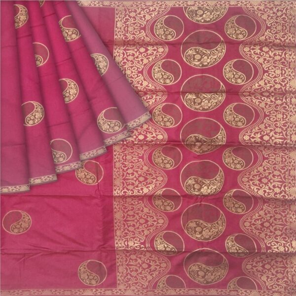 Magenta & Gold Silk Saree - Image 5