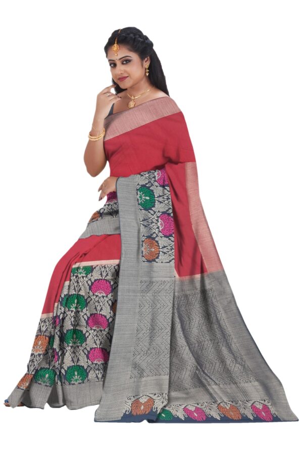 Red Colored Silk Saree - Image 4