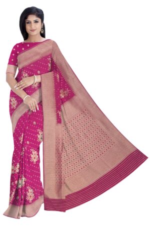 Magenta & Gold Silk Saree
