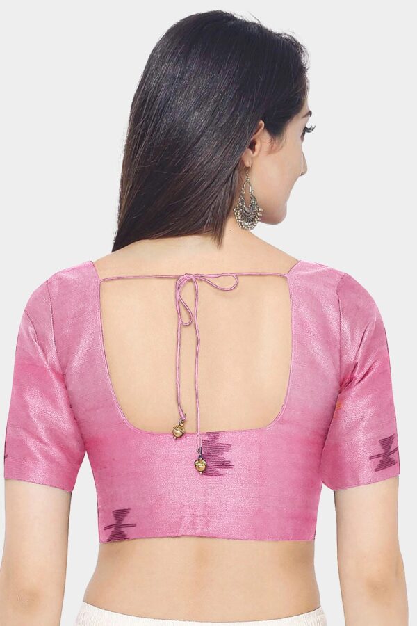 Pink Cotton Handloom Saree - Image 5