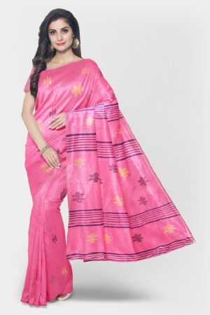 Pink Cotton Handloom Saree