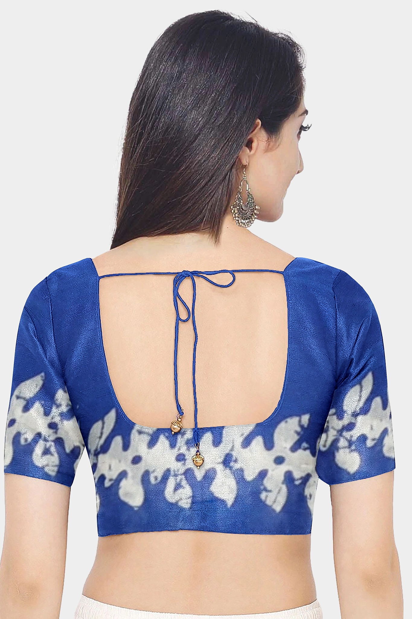 Blue - Silver Cotton Saree - Image 5