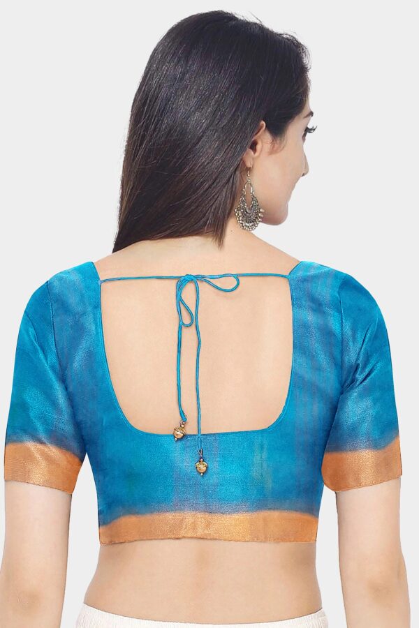 Red-Blue Cotton Handloom Saree - Image 5