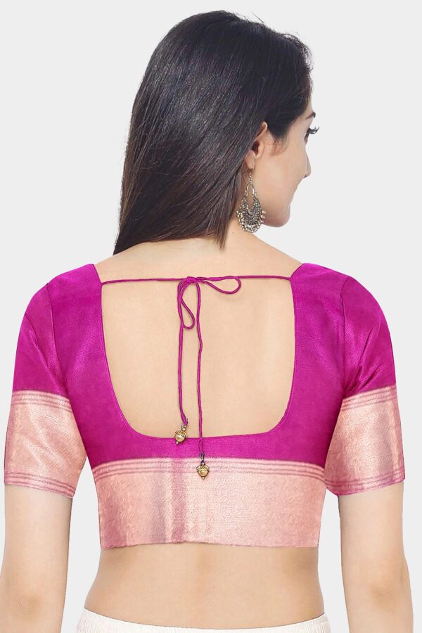Blue - Pink Silk Saree - Image 5