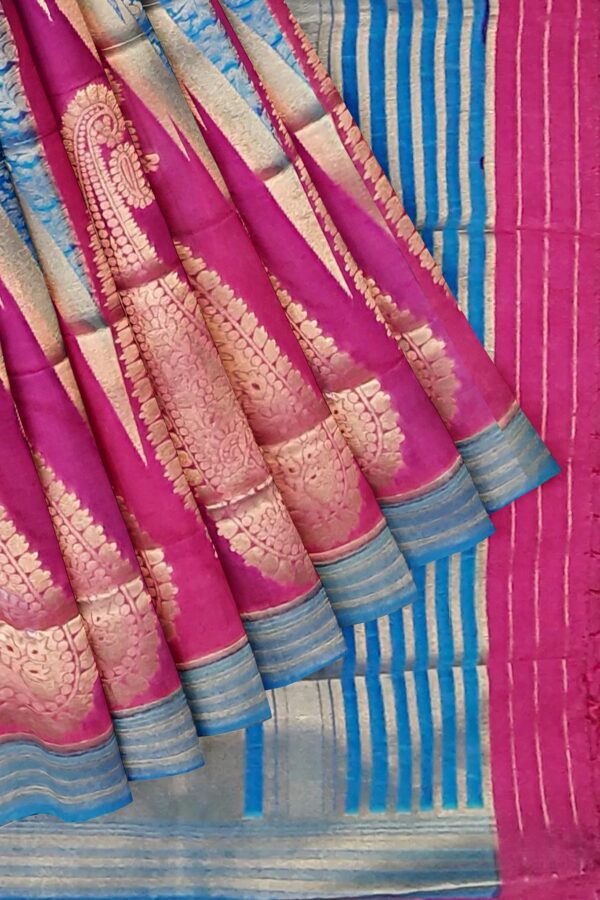 Blue - Pink Silk Saree - Image 4