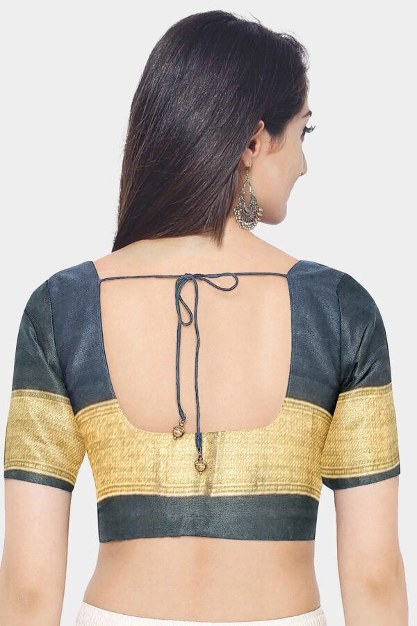 Pink - Blue Maheshwari Silk Saree - Image 5