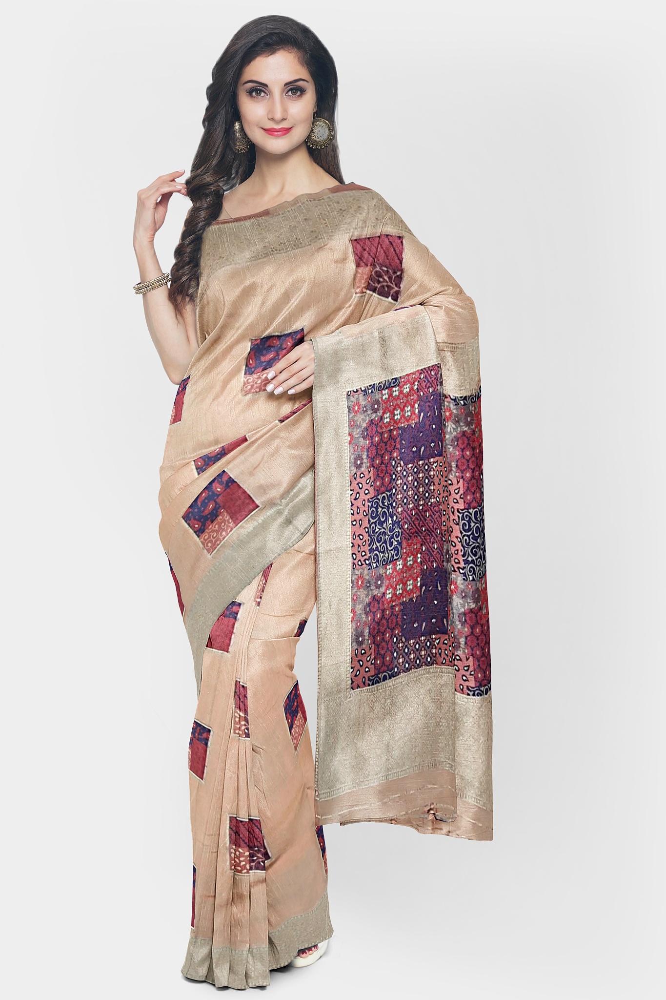 Peach Colored Mahabalipuram Silk Saree - Image 2