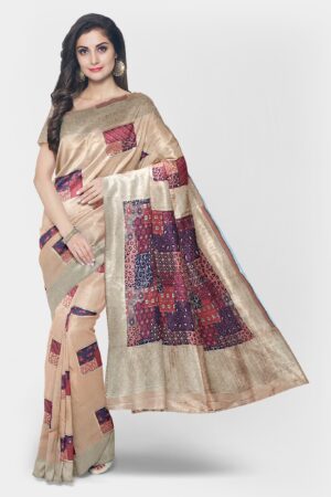 Peach Colored Mahabalipuram Silk Saree