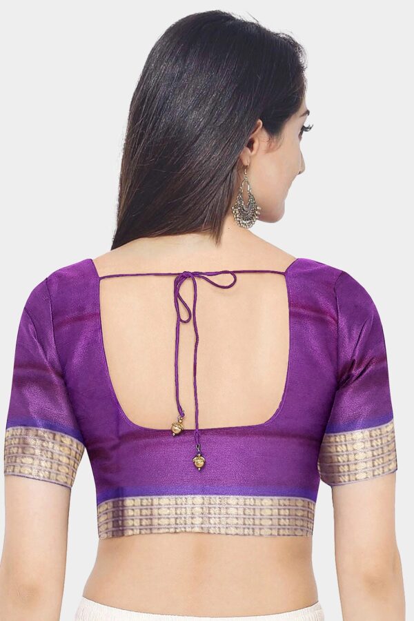 Orange & Violet Bomkai Silk Saree - Image 5