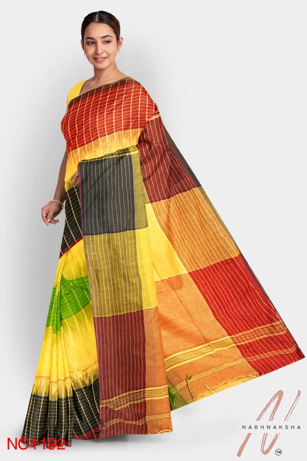 Multicolored Khadi Cotton Saree