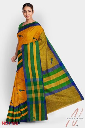 Yellow-Green Kota Cotton Saree