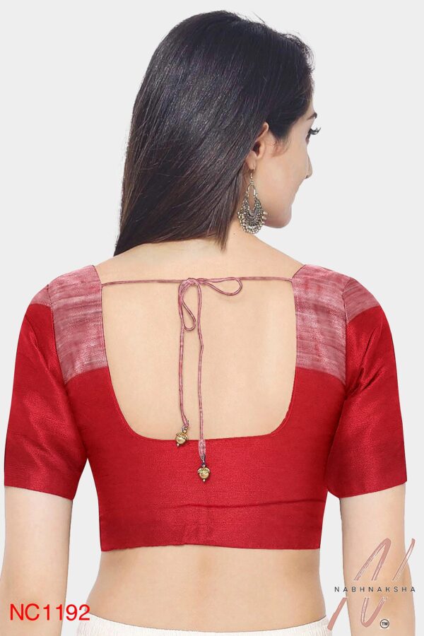 Red Khadi Cotton Saree - Image 5