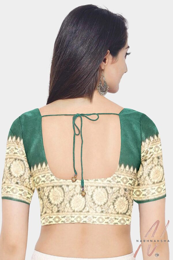 Pink - Green Gajji Silk Saree - Image 5