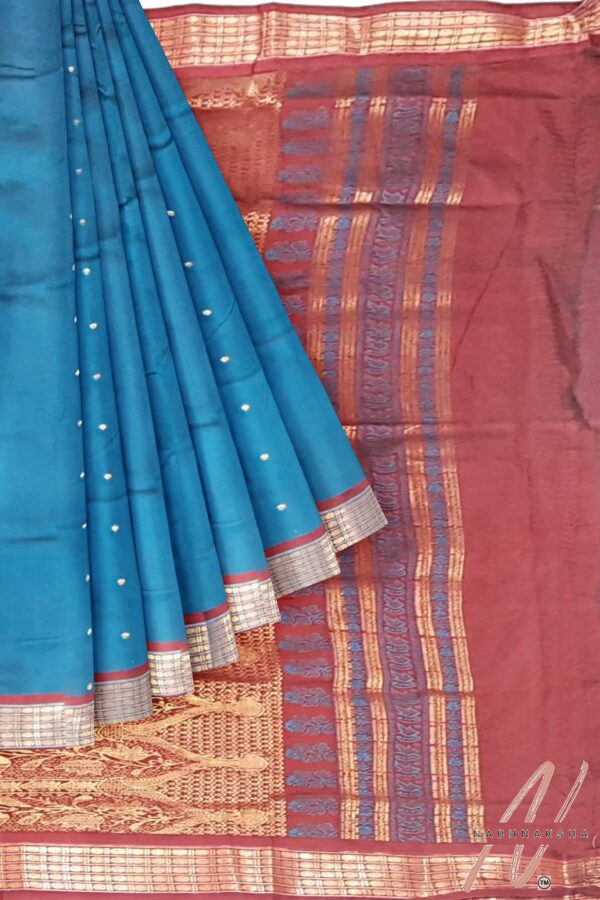 Maroon Bomkai Silk Saree - Image 4