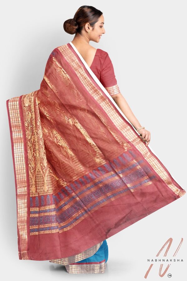 Maroon Bomkai Silk Saree - Image 3