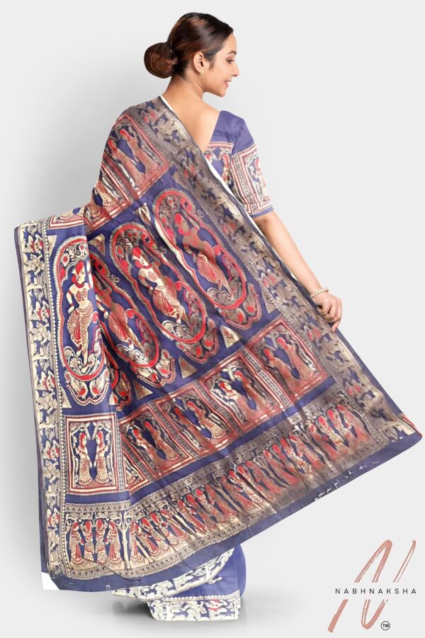 Blue - Silver Baluchori Silk Saree - Image 3