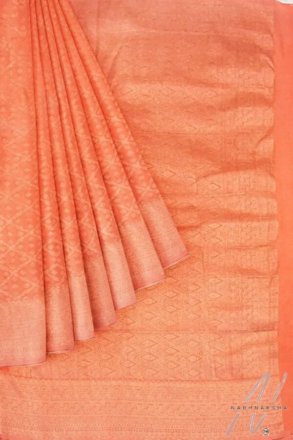 Orange Khaddi Georgette Saree - Image 4