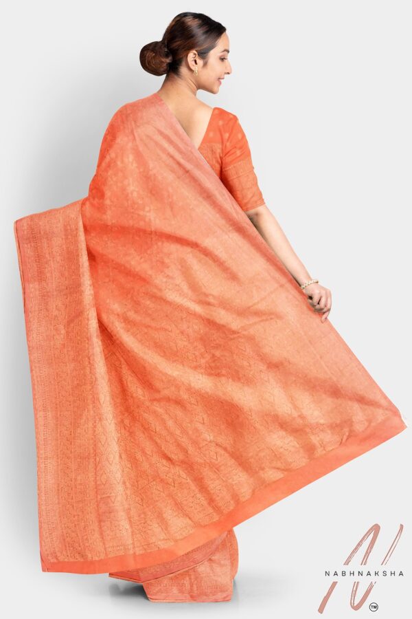Orange Khaddi Georgette Saree - Image 3