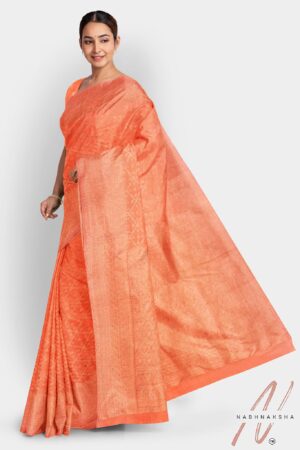 Orange Khaddi Georgette Saree