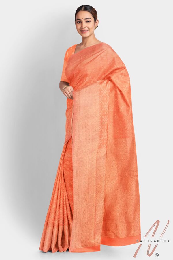 Orange Khaddi Georgette Saree - Image 2