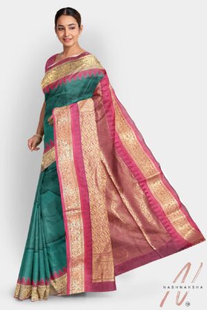 Green - Maroon Gadwal Silk Saree