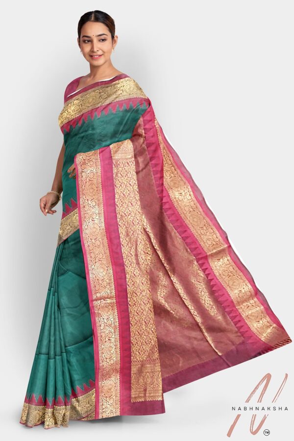 Green - Maroon Gadwal Silk Saree