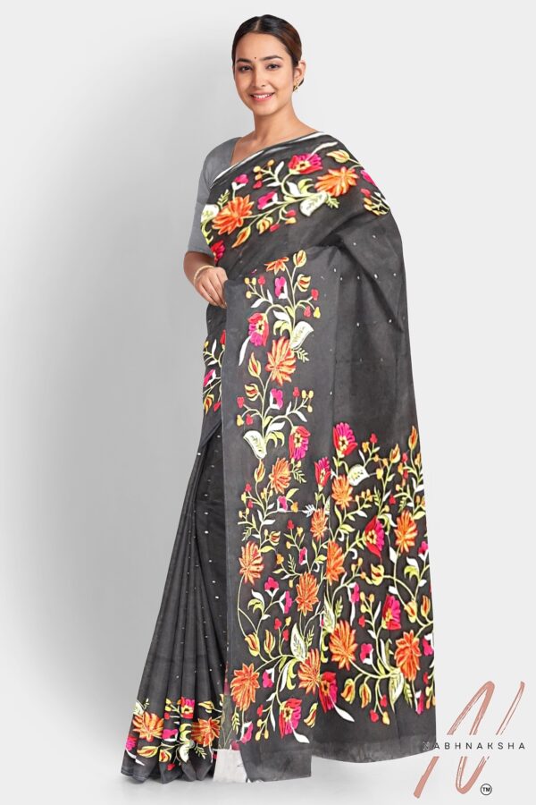 Black Muslin Saree - Image 2