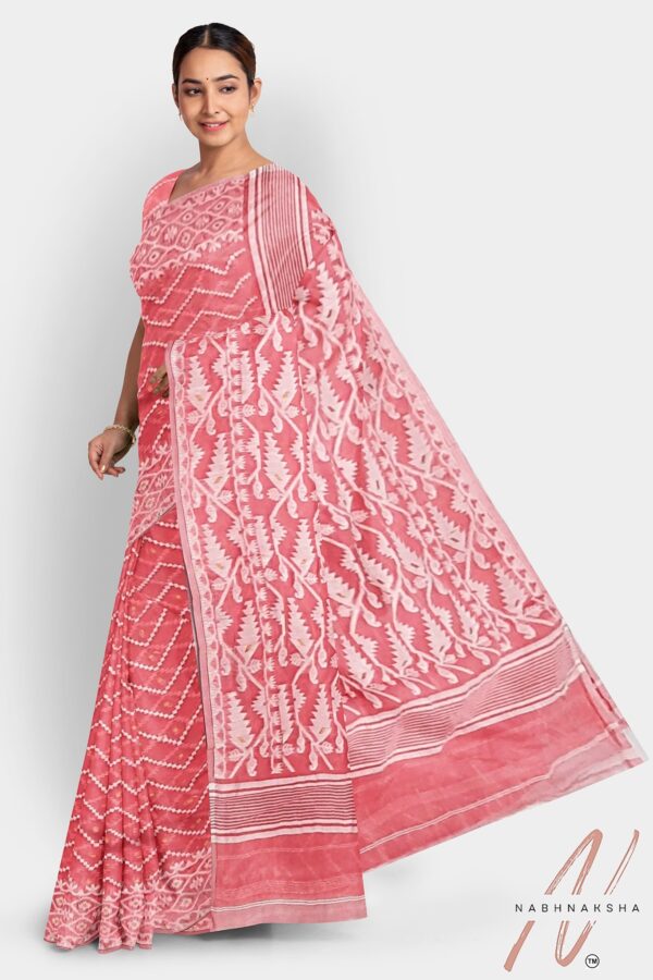 Pink & White Dhakai Saree