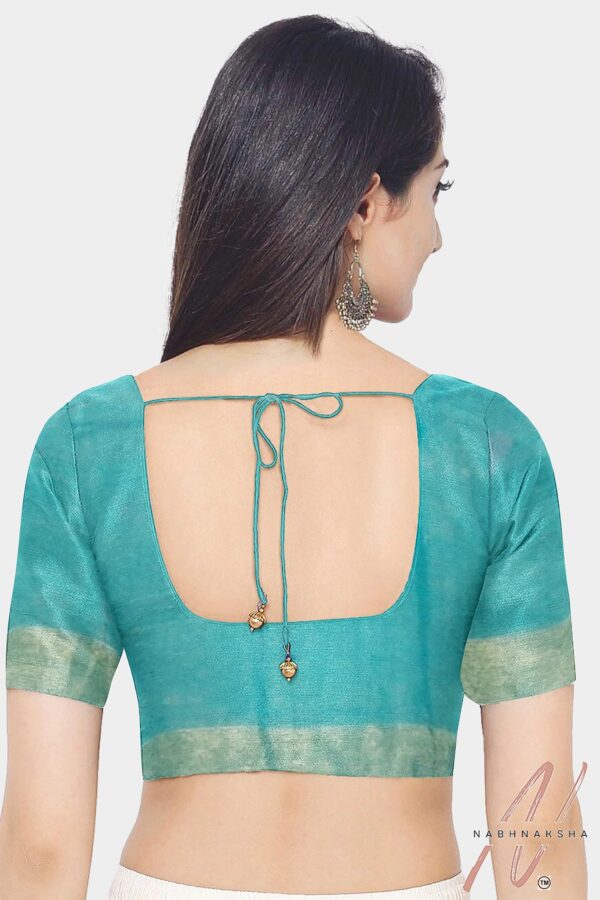 Sea Green Saree - Tissue - Image 5