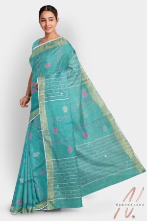 Sea Green Saree - Tissue