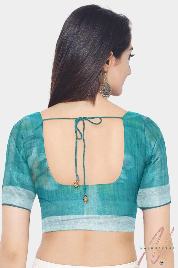 Green Khadi Cotton Saree - Image 5