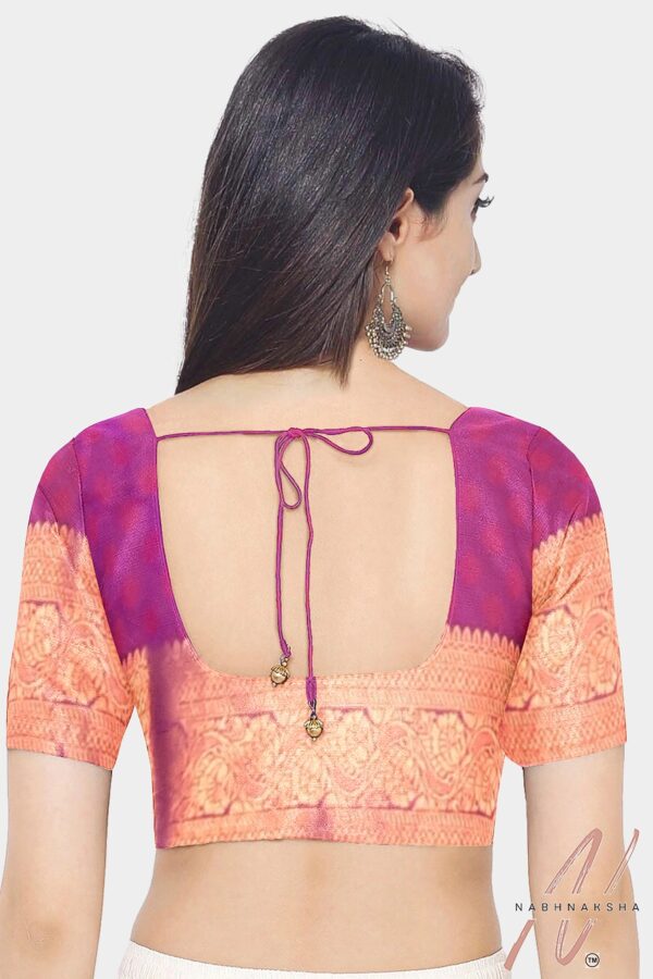 Pink - Gold Silk Saree - Image 5