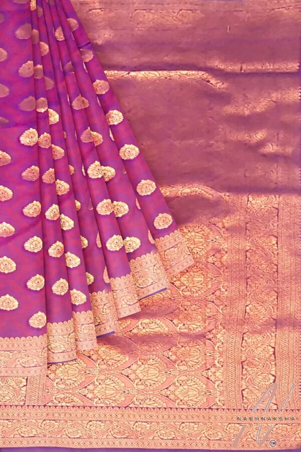 Pink - Gold Silk Saree - Image 4