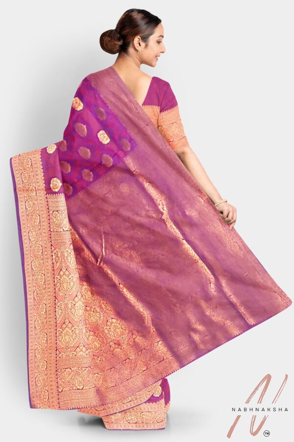 Pink - Gold Silk Saree - Image 3