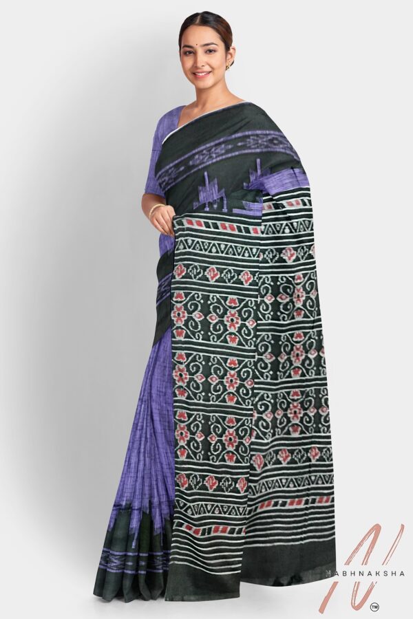 Purple Colored Cotton Handloom Saree - Image 2