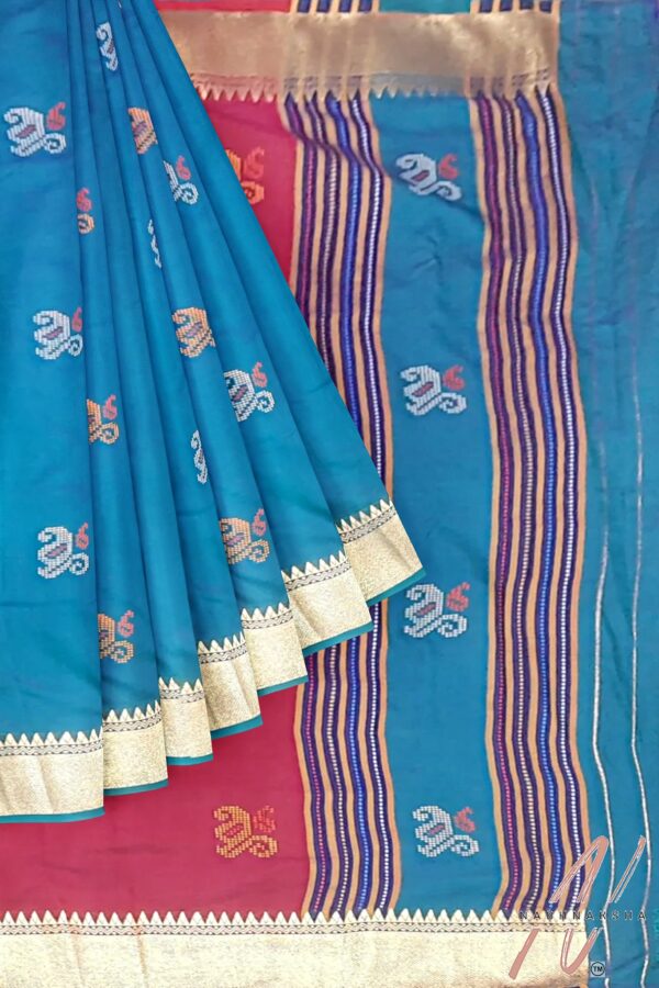 Blue - Red Katan Silk - Image 4